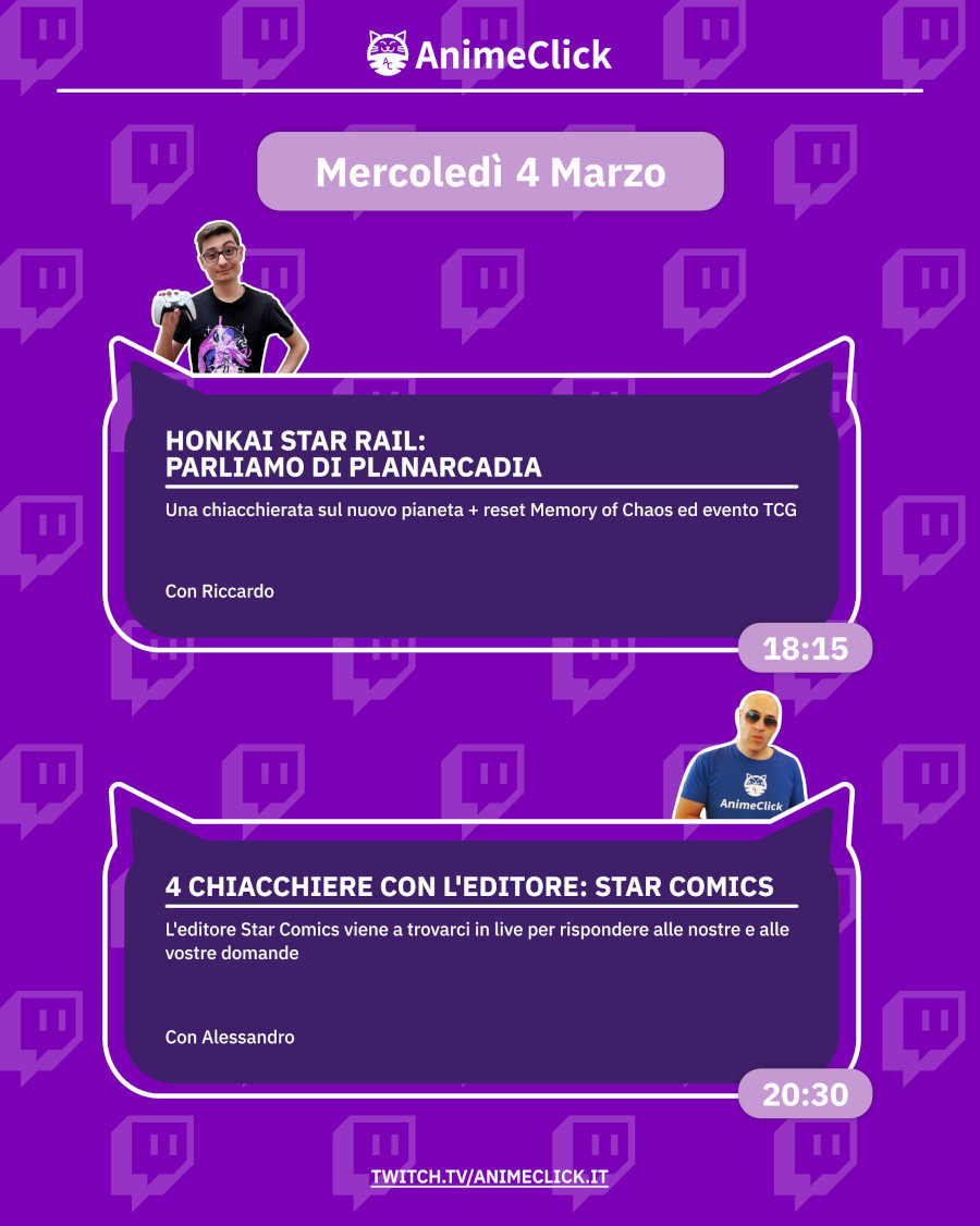 AnimeClick su Twitch: programma dal 2 all'8 marzo